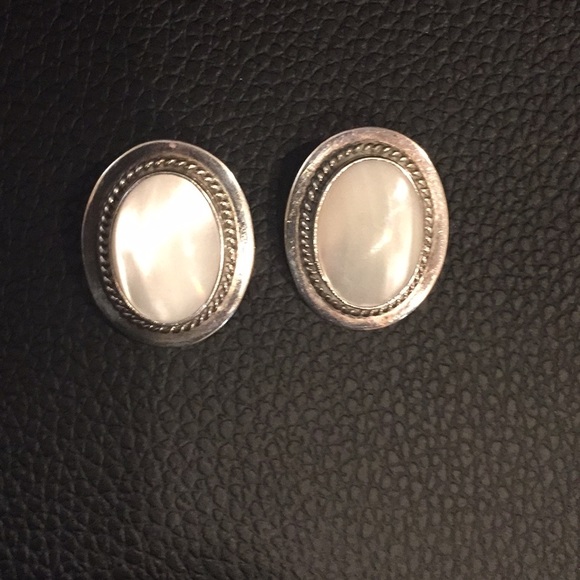 Jewelry Vintage Sterling Silver Mother Of Pearl Clipon Earrings